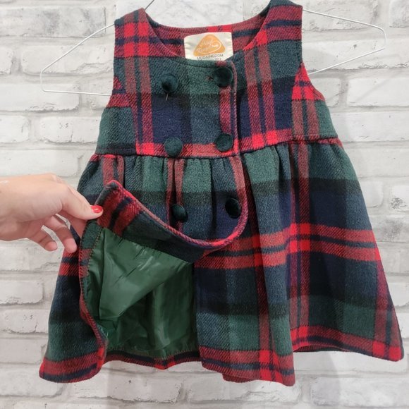 Mud Kingdom 3T-4T Sleeveless Dress Plaid Faux Wool Holiday Christmas - Picture 4 of 11